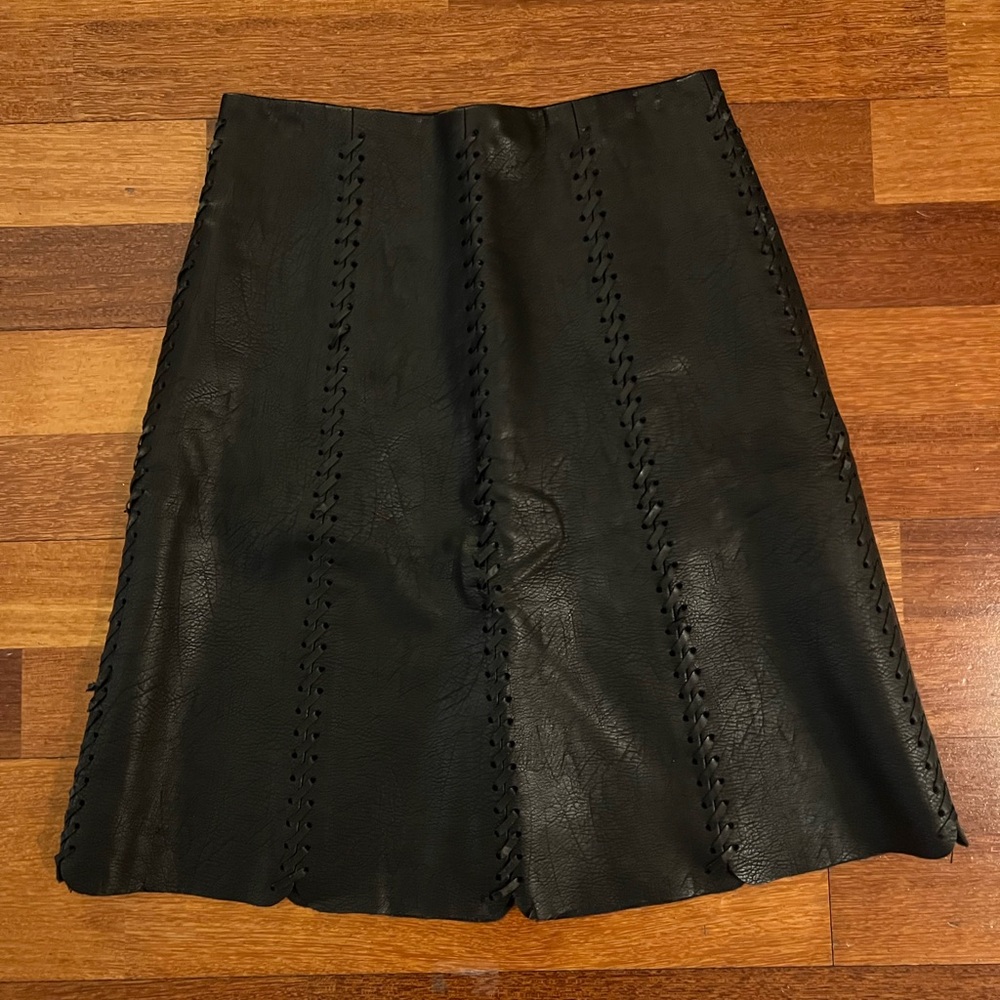 Club Monaco Black A-Line Leather Skirt